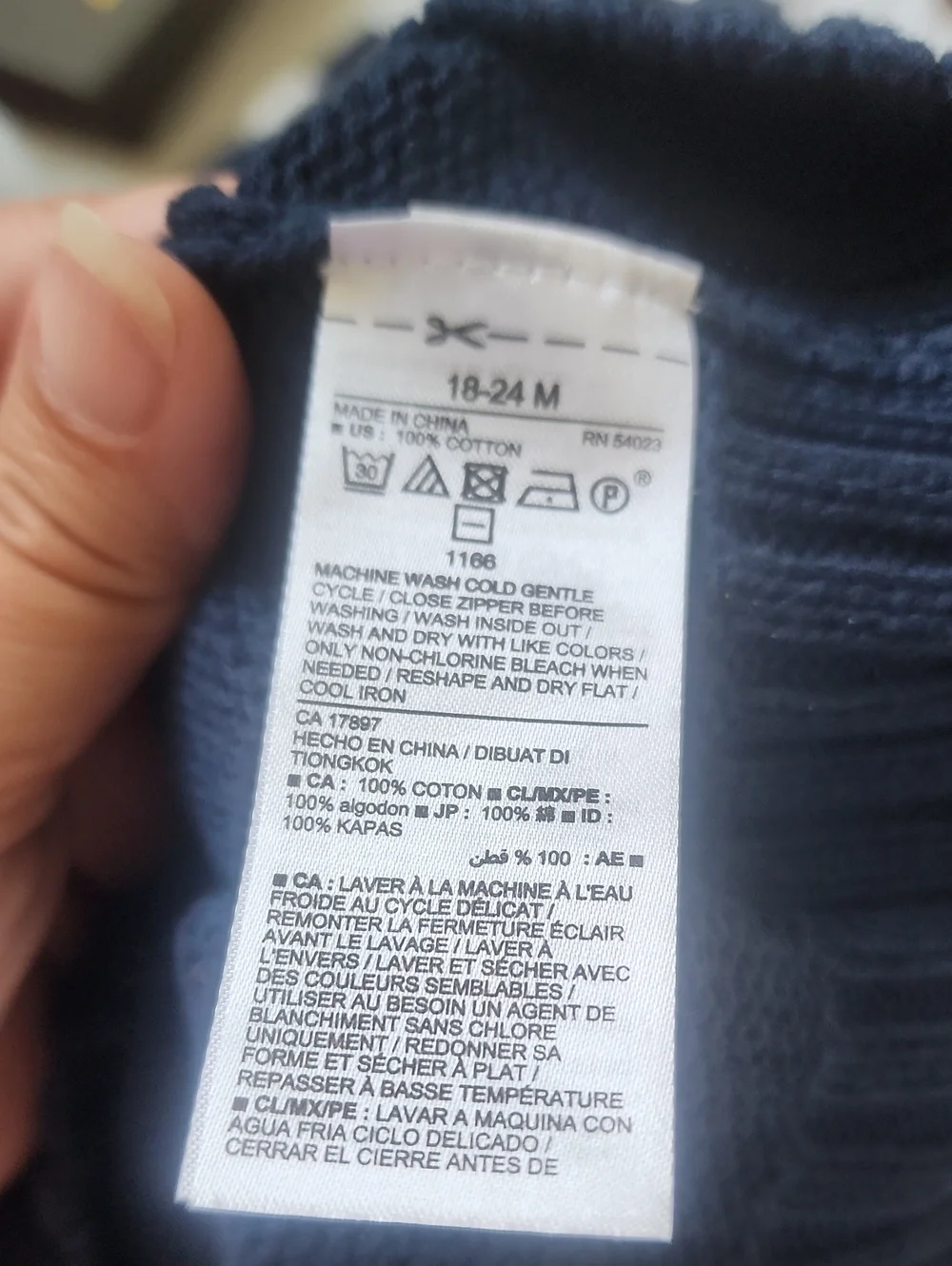 Nwt 18-24 Months Old Navy Navy Blue Zip Front Knit Sweater